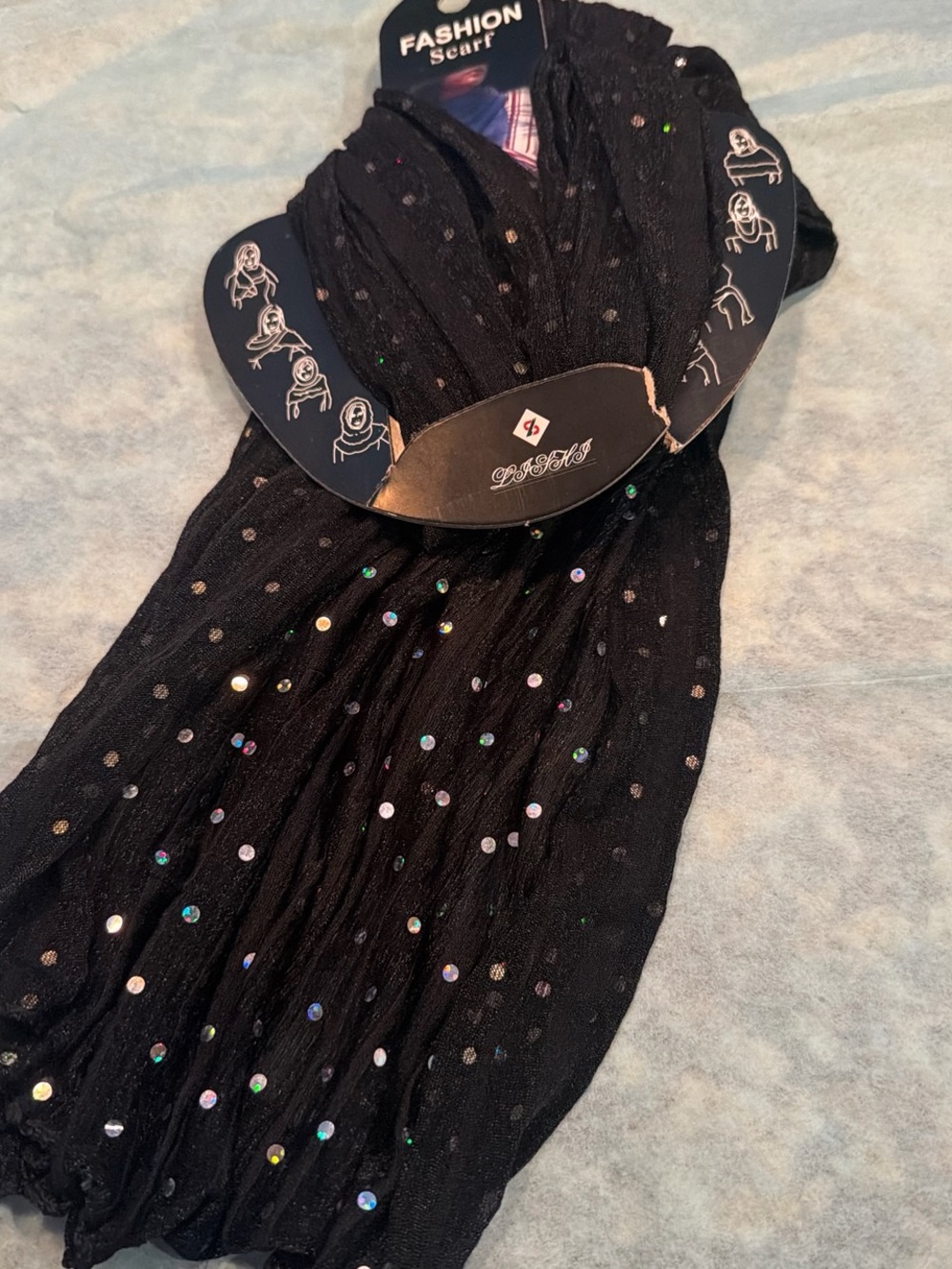 & Other Stories Black Sequin Accent Scarf